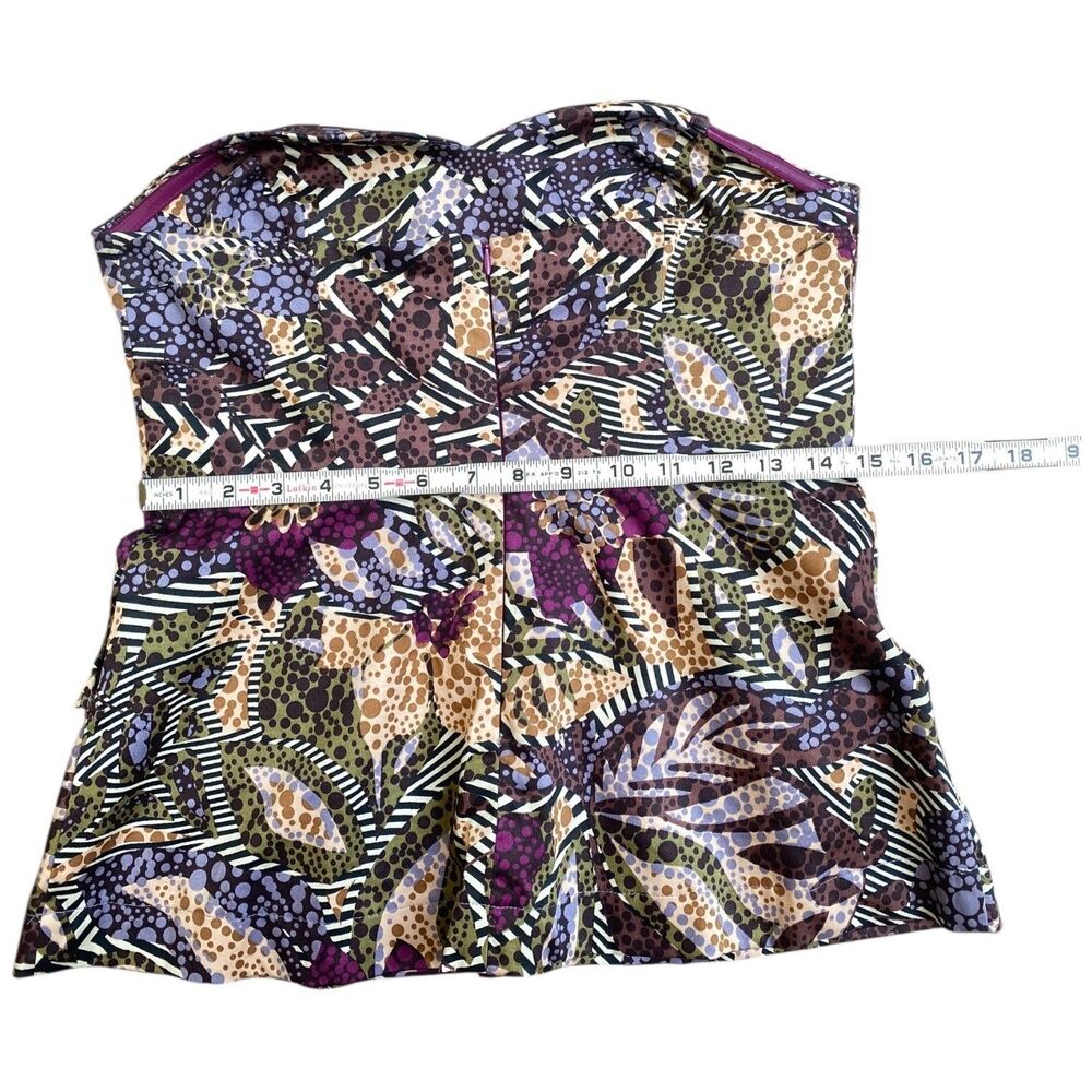 Anthropologie FEI Persir Peplum Bustier Top Size 8/M Strapless Multicolor Print - Picture 11 of 15